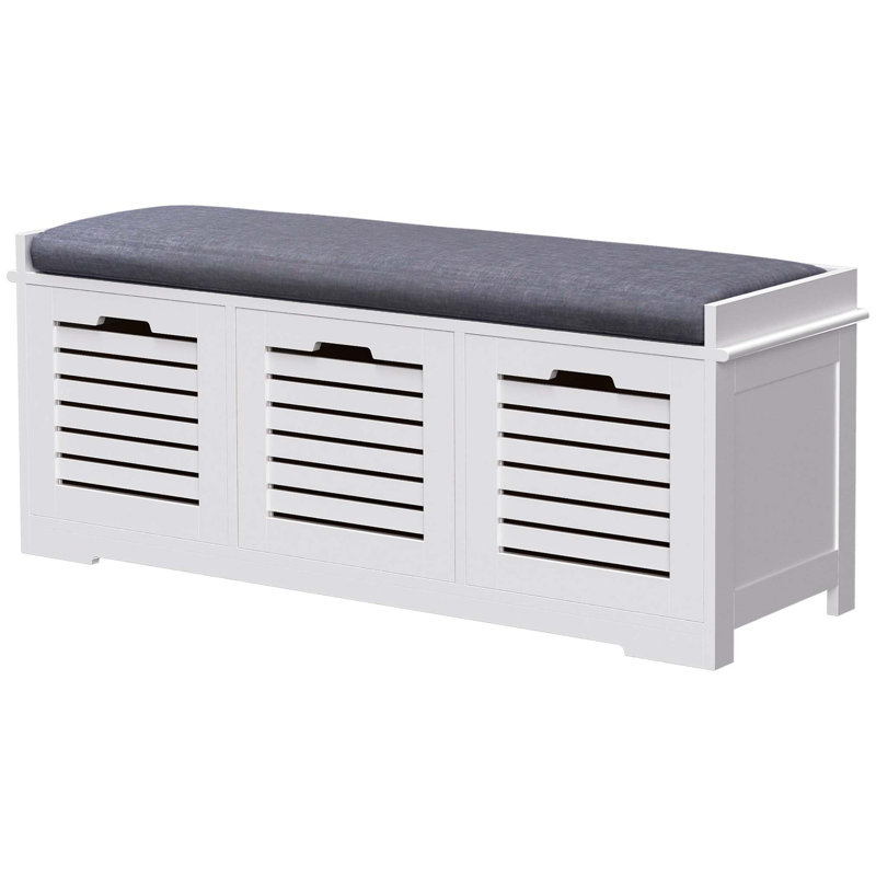3 Pair Shoe Storage Bench, White