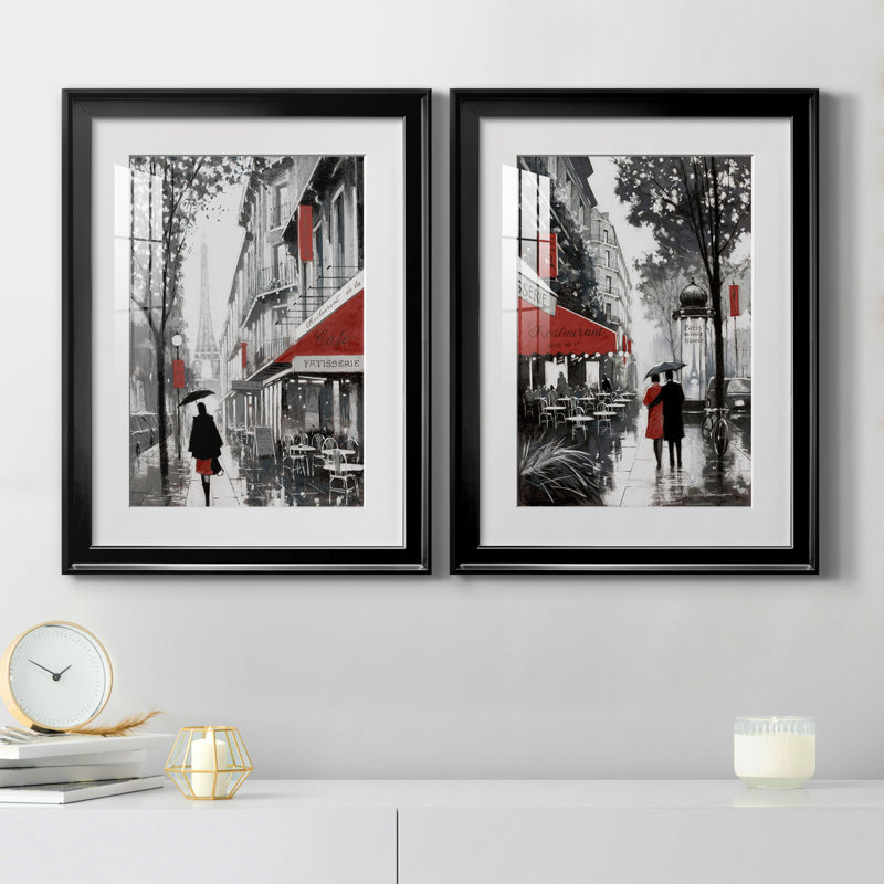 «Rainy Paris I», ensemble de 2 reproductions d'art, H 22,5 po x l 61 po x P 1,5 po, H 31,5 po x l 47 po x P 1,5 po, Blanc
