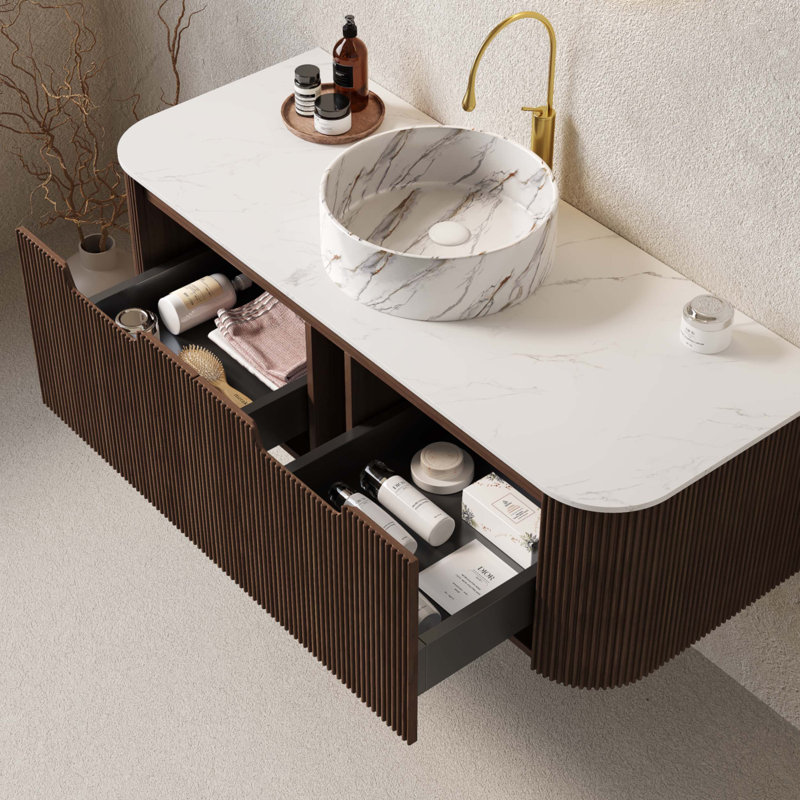 Meuble-lavabo 48 po avec lavabo, Brun