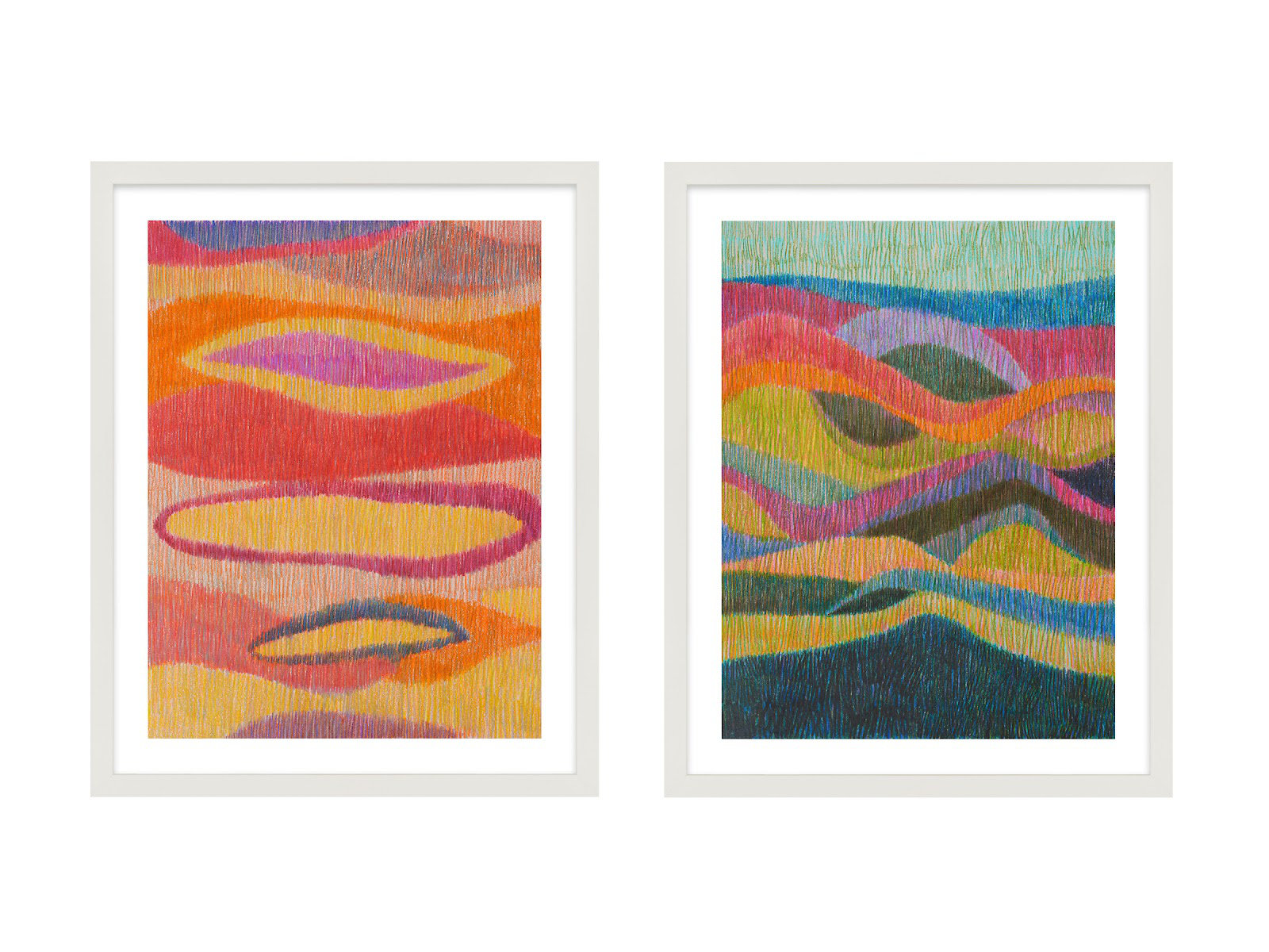 Merengue and Tango 2-Piece Painting Set, 25" H x 20" W x 1.25" D, White Framed