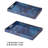 Decorative Serving Tray Set Of 2, Cutout Handles, Blue Gold Faux Marble