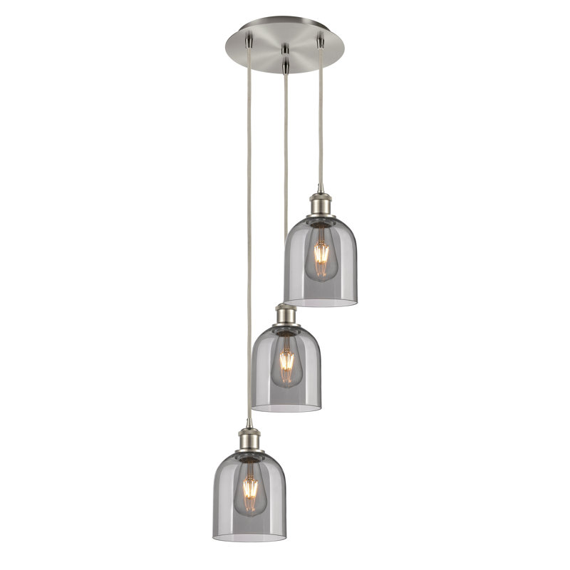 Odaniel 3 - Light Cluster Pendant, Brushed Satin Nickel, Light Smoke