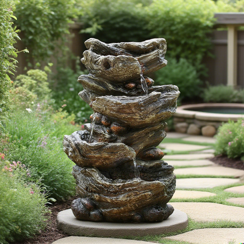 Fontaine en résine Zinn avec lumière