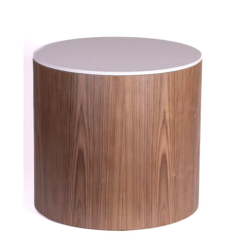Table d'appoint en noyer de 22 3/4 po de diamètre avec plateau Bianka Sabbia Abra