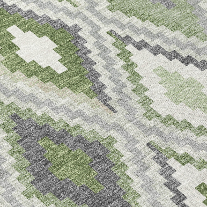 Machine Washable Indoor/Outdoor Aten ACN2331 Diamond Rug, Rectangle 9' x 12'