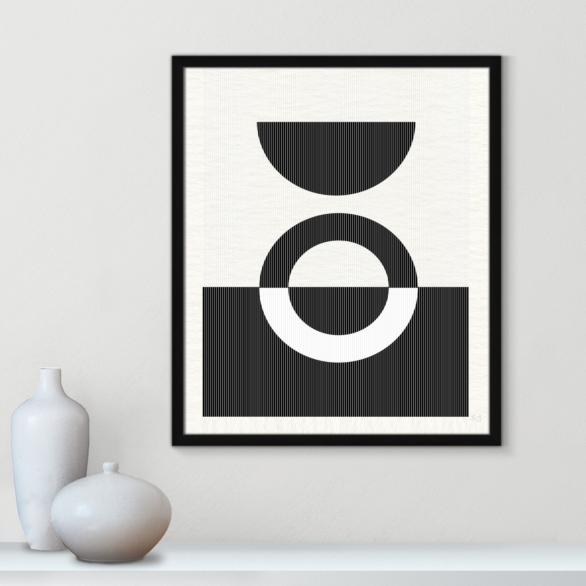 Eclipse III, Satin Black Framed, 25.5" H x 21.5" W x 0.75" D
