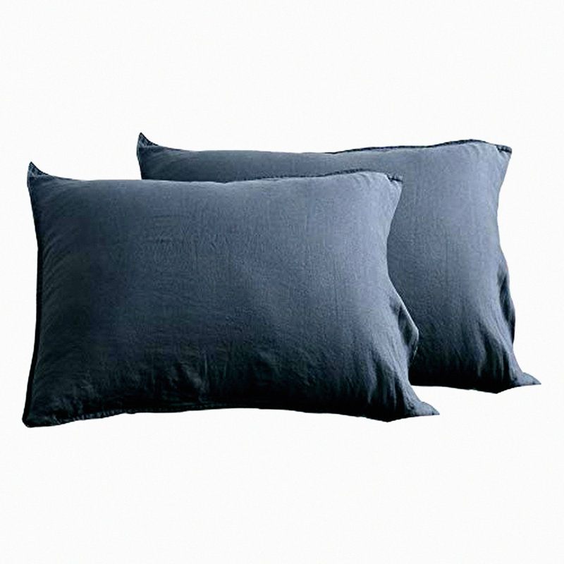 French Linen Soft Grey Pillowcase Set - 100% Natural Solid Color 20"x30" - Durable Basic Bedding for a Luxurious Sleep Experience