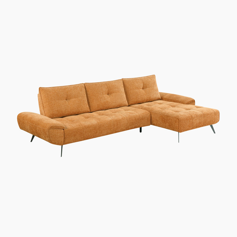  Kenner 125" Modern & Contemporary 2-Piece Sectional - Chenille Sectional, Customizable Seat Depth, Chaise for Lounging
