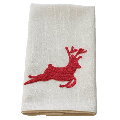 Reindeer Crewel Dish Cloth Kitchen Towel