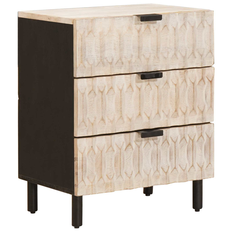 50cm W Solid Wood Bedside Table, White