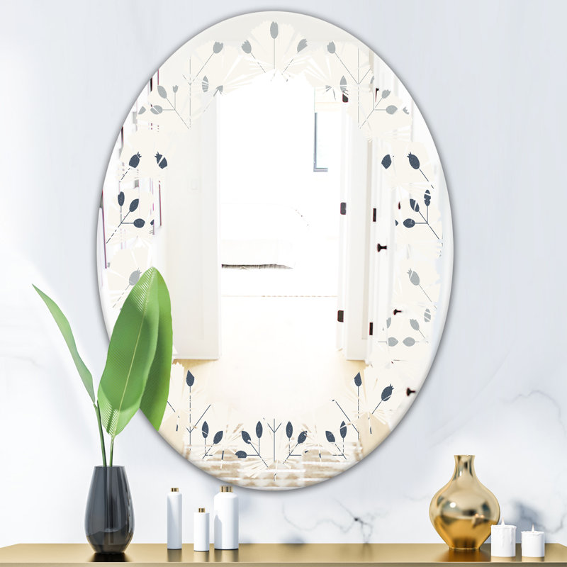 Modern Farmhouse Wall Mirror, 31.5" x 31.5" , Whirl Abstract Flower Design I