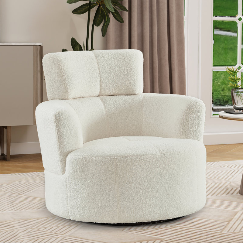 Fauteuil demi-tonneau pivotant l 36,98 po, Crème, crème