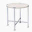 Table de bout ronde avec support en forme de X, chêne blanc et chrome