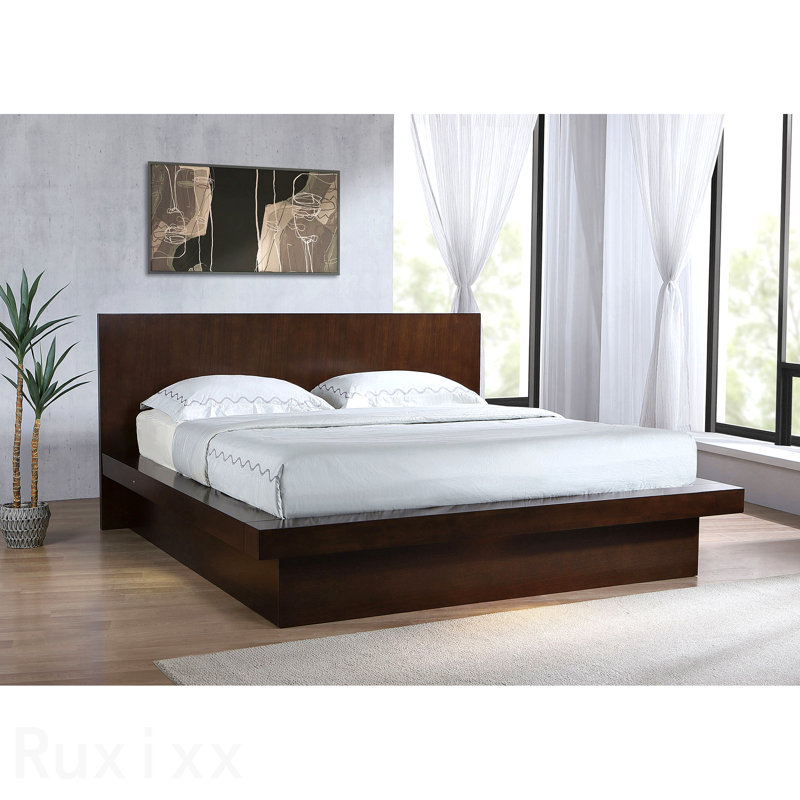 Tokyo Cappuccino Wood Eastern King Led Panel Bed