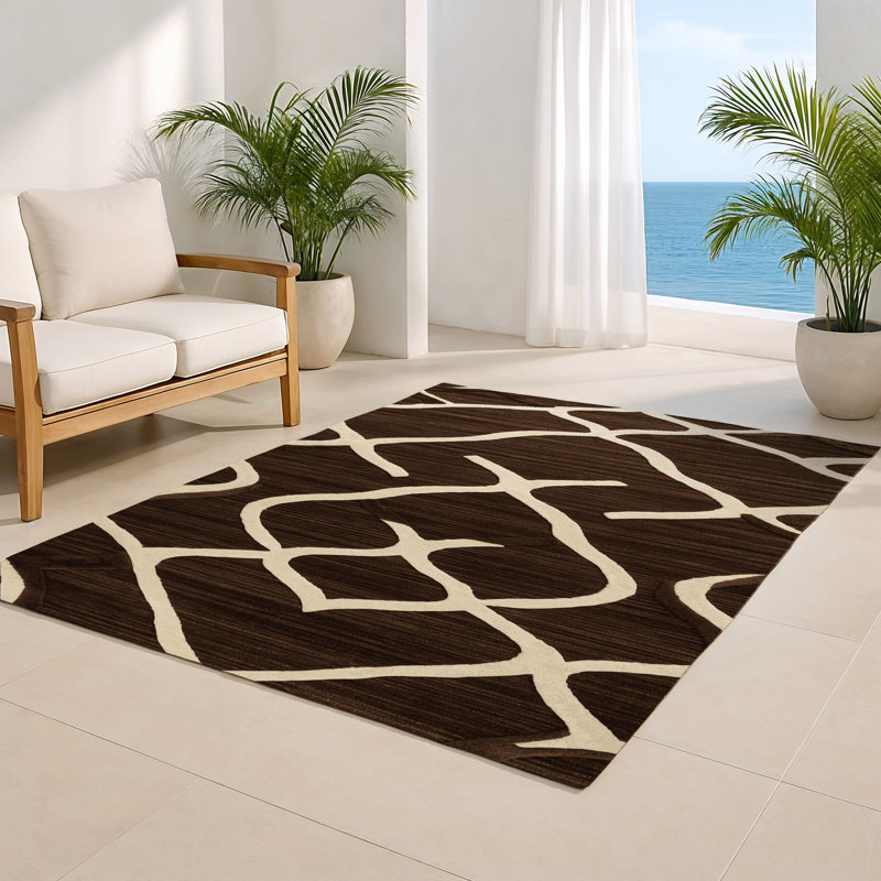 Trellis Brown Indoor and Outdoor Area Rug, Rectangle 4' x 6'