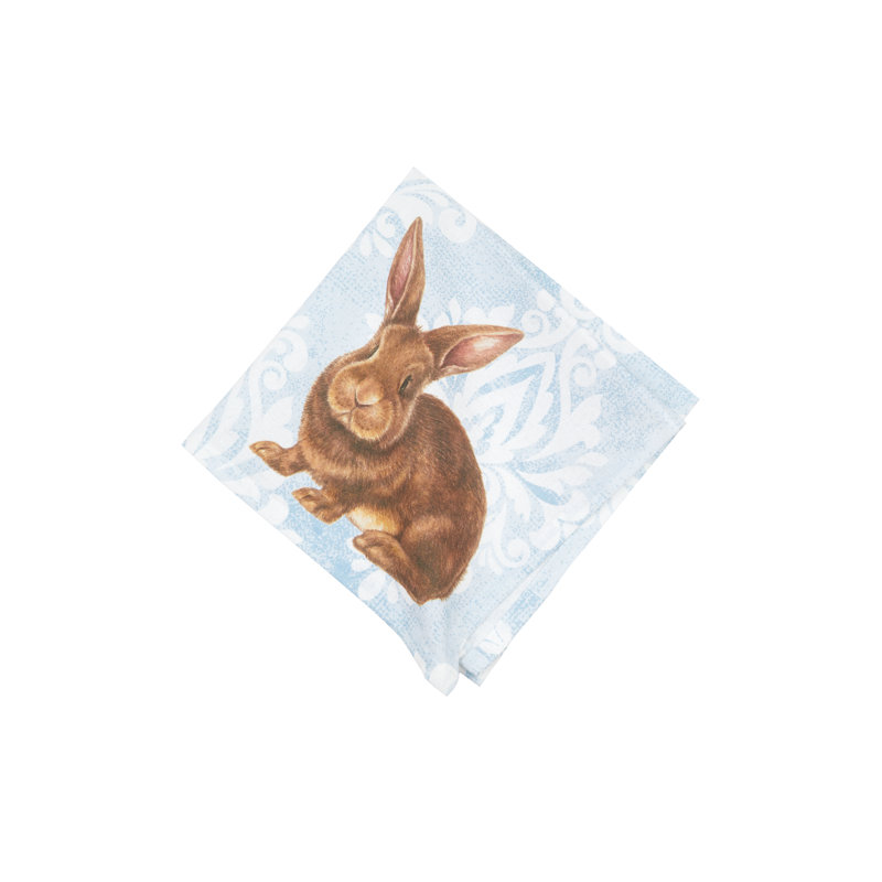 Damask Bunny Cotton Napkin Machine Washable Set of 6