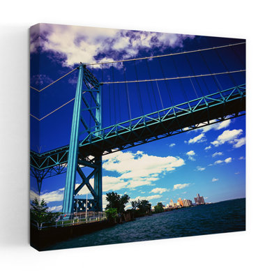 Bridge Across A River, Ambassador Bridge, Detroit River, Detroit, Wayne County, Michigan, Usa Abstract Contemporary Architecture City Wall Art