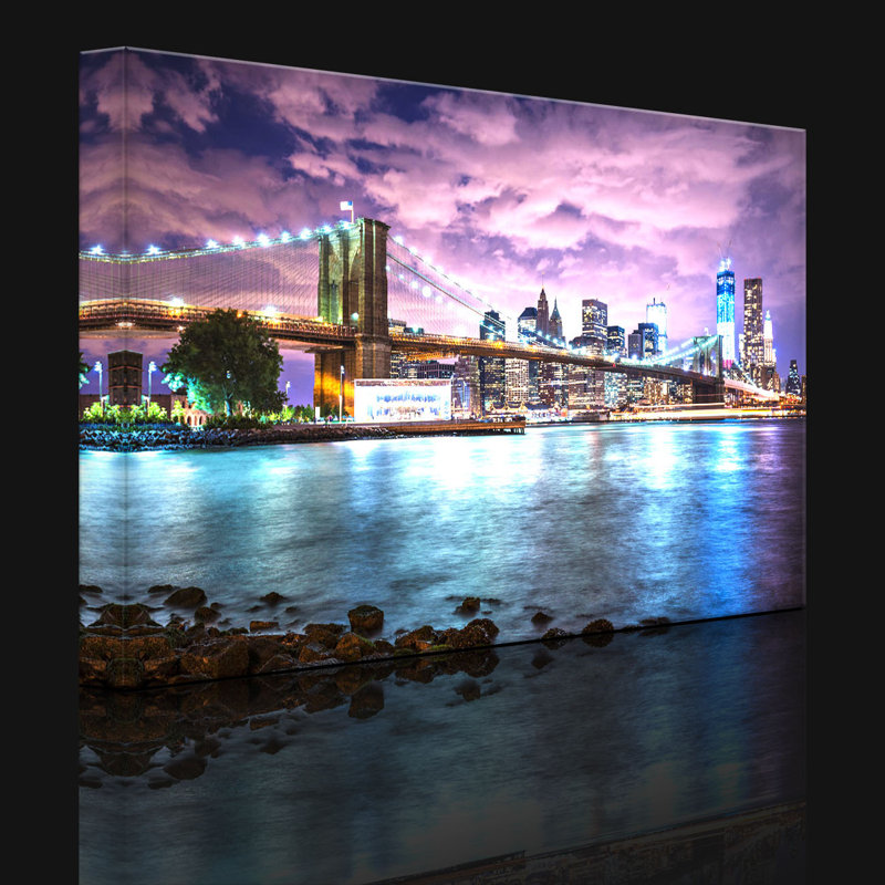Skyline New York by No - Wrapped Canvas Print, 40cm H x 60cm W x 4.5cm D, With lighting