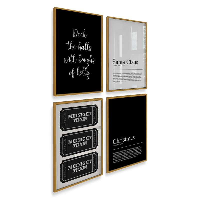 Tidings in Type Art Prints, H 17,5 po x l 54 po, Or poli