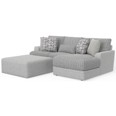 Titan - 2Pc Sofa Chaise With Comfort Coil Seating, 40" Cocktail Ottoman And 5 Accent Pillows Included