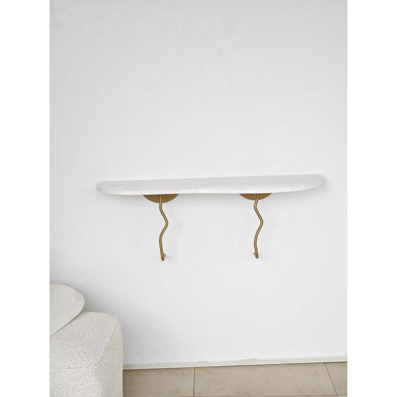 Locelso Floating Shelf, 22cm H x 99cm W x 20cm D, White/Gold