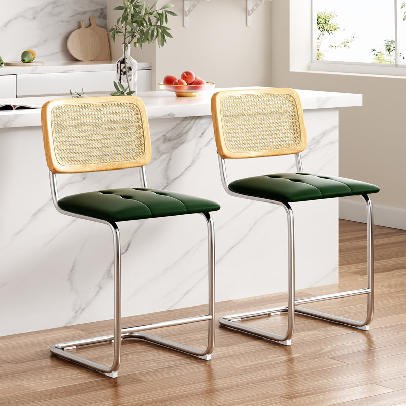 Tabouret de bar et de comptoir Baur, Tabouret de comptoir (siège d'une hauteur de 24 p, Argenté, Vert