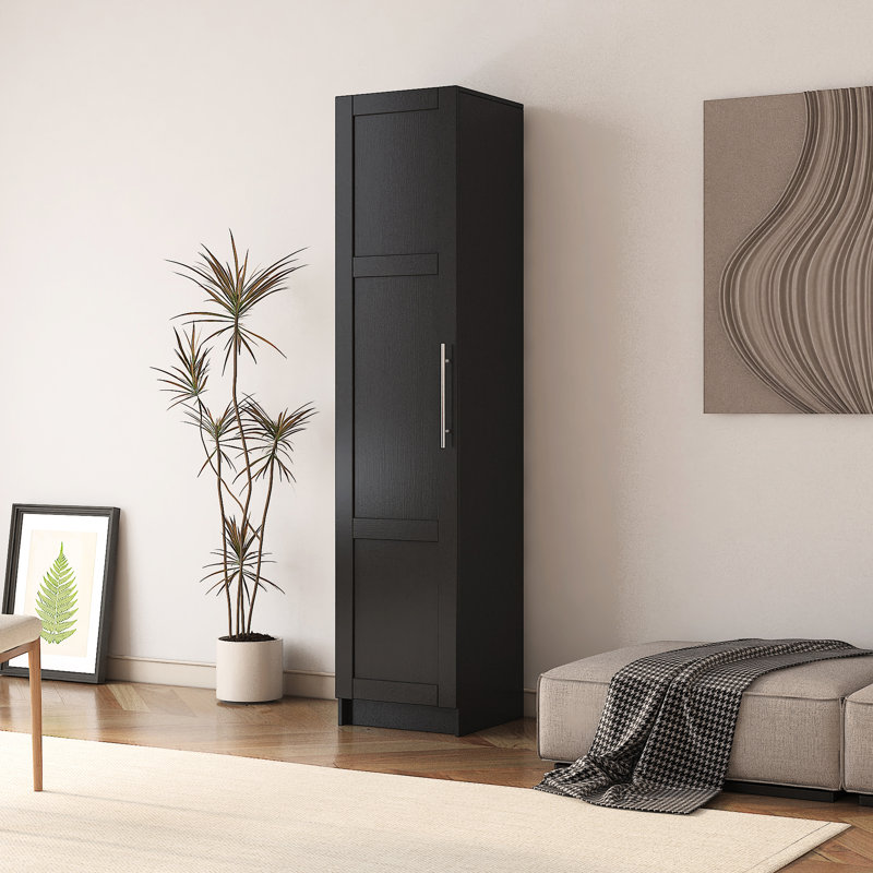 Armoire empilable noire de l 16,16 po x l 16,16 po x H 69,83 po. Cloisons amovibles pour plus de rangement. Cuisine, salle de bain, garage. Rangement mural noir de construction, l 16,16 po x l 69,83 po.