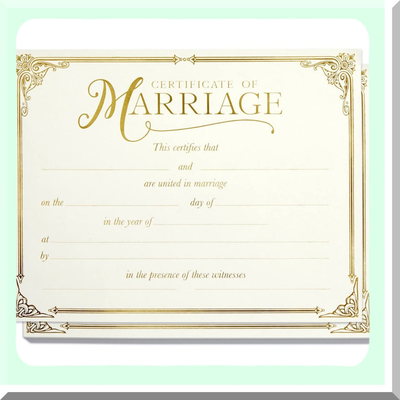 Elegant Wedding Certificate Papers for Nuptials