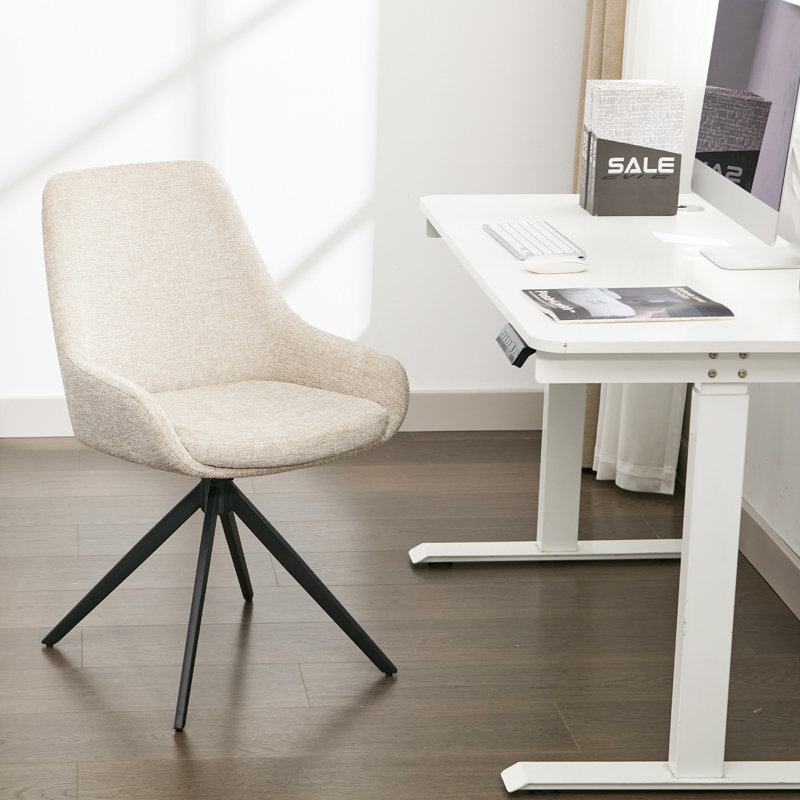 Chaise de bureau en lin Loklun, Beige