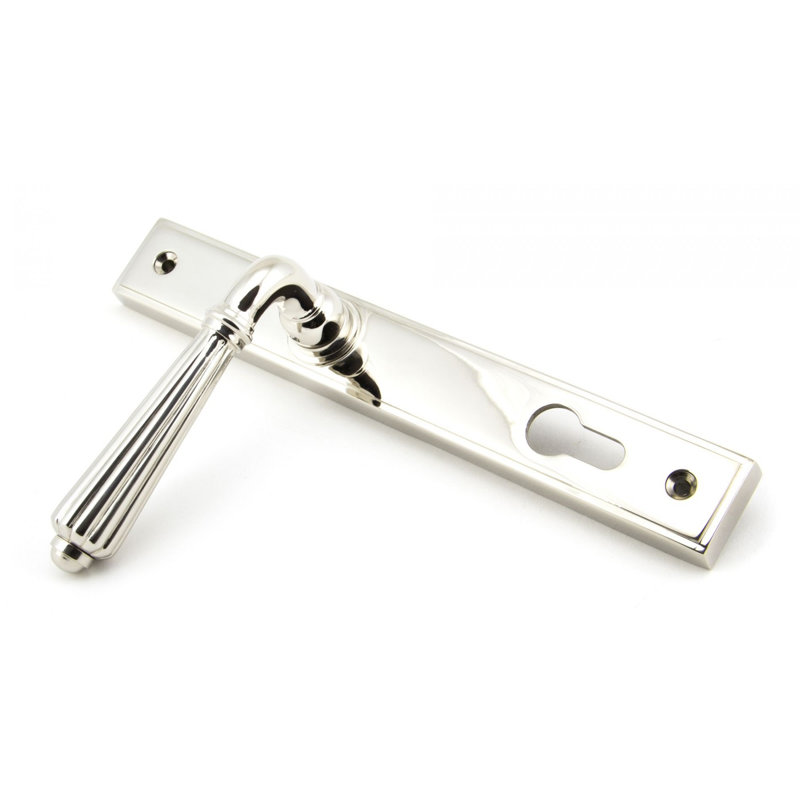 Hinton Lock Door Handle Kit, Polished Nickel