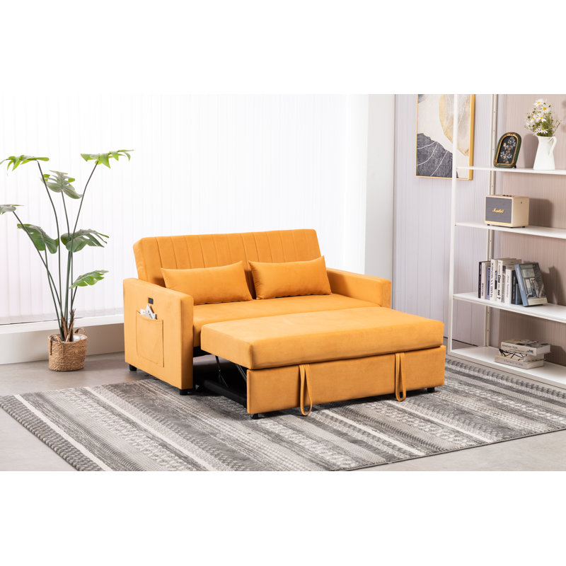 Kusilvak 58'' Velvet Sofa, Orange