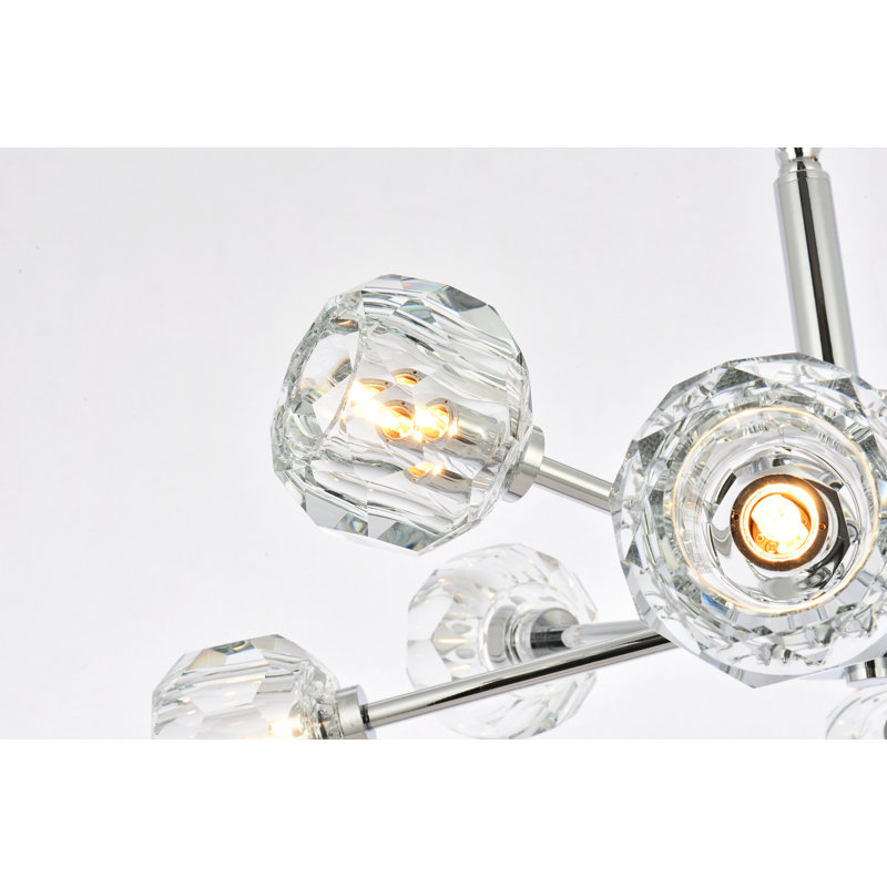 Luminaire suspendu sphérique spoutnik 8 lumières Boise, Chrome