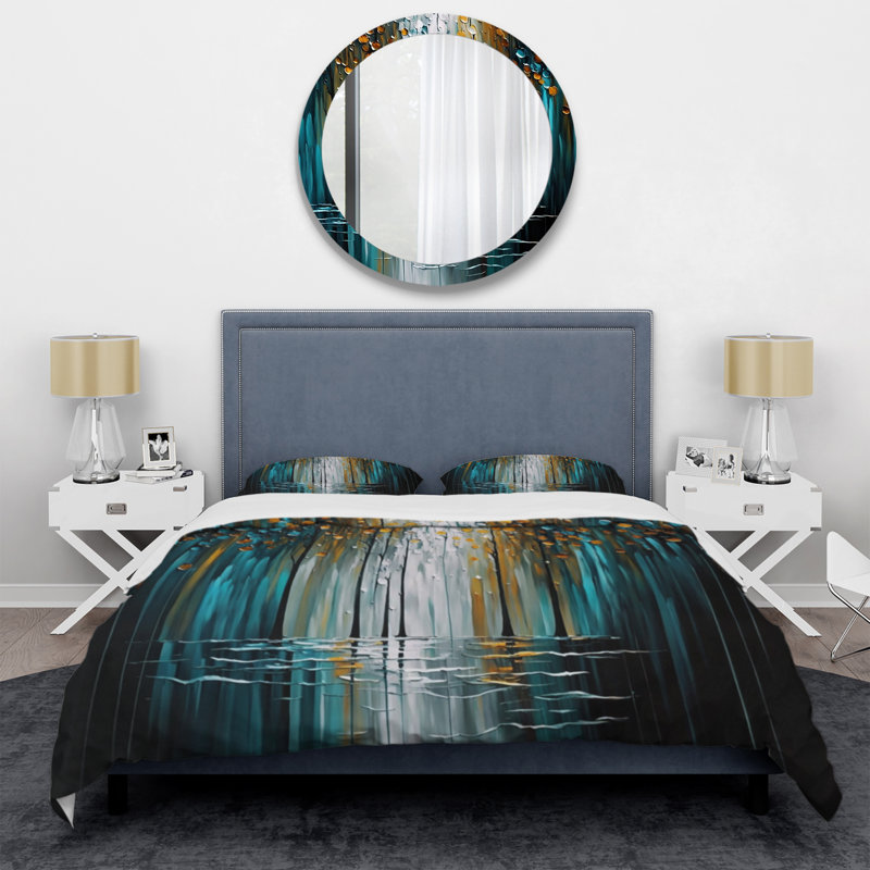 Ensemble de housse de couette en microfibre / polyester Abstract Nature Trees