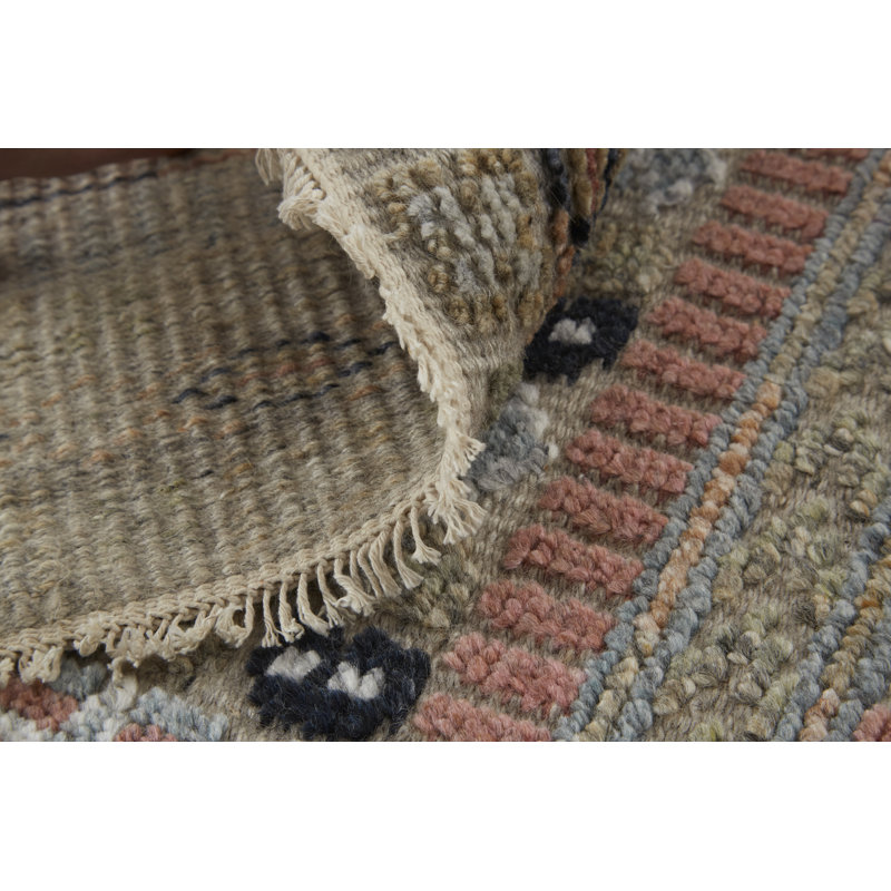 Tapis rose en coton / laine noué à la main Authement, Rectangulaire 2 pi x 3 pi