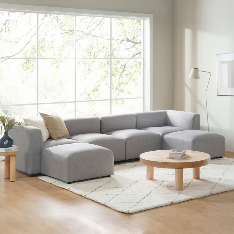 Luca 6 - Piece Upholstered Sectional, Gray Polyester