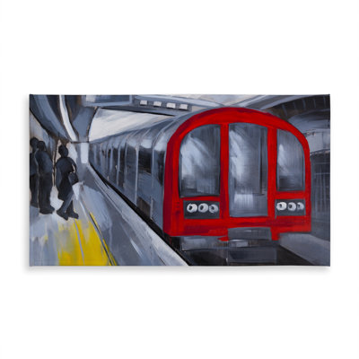 Blue Transportation Tablecloth - People Waiting Metro Home Decor