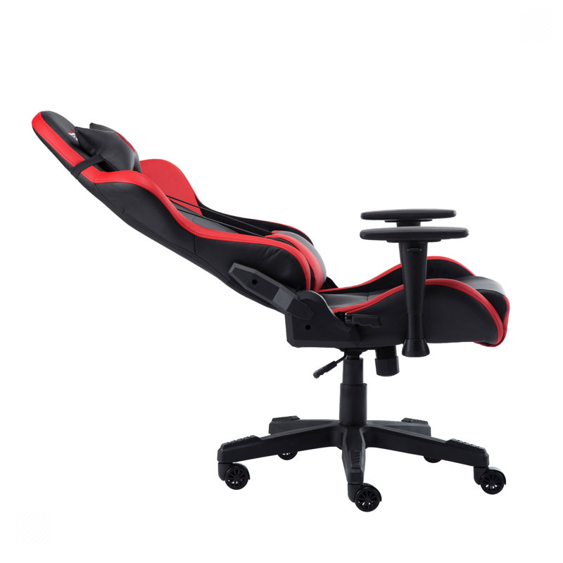 Red and Black Ergonomic PU Leather Gaming Chair with Lumbar Support