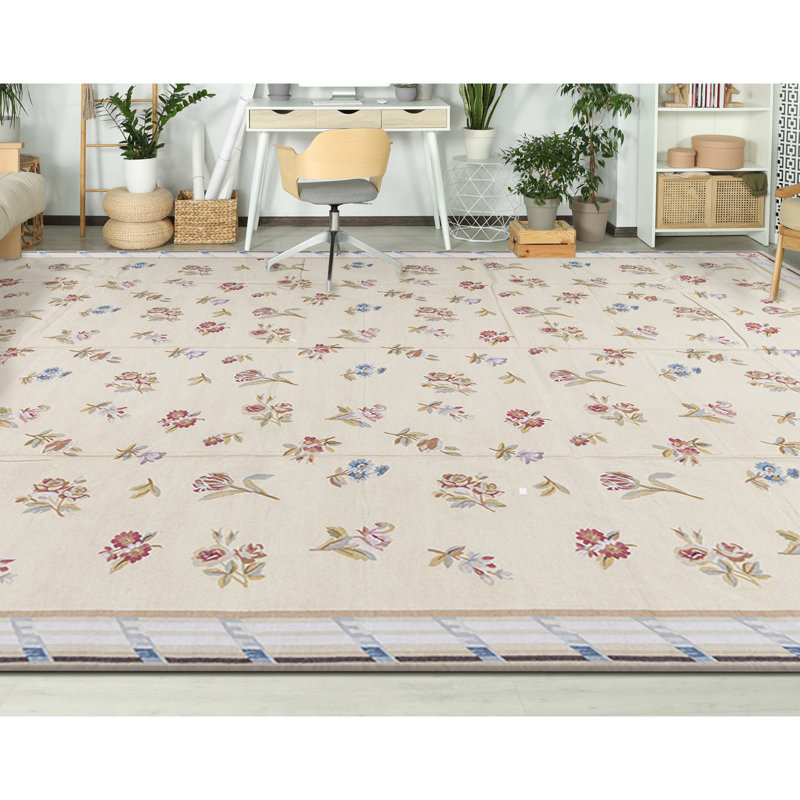 Hand-Knotted High-Quality Gold and Beige Area Rug