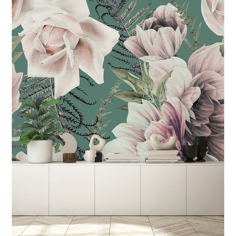 Peel & Stick Floral Wall Mural, 8.33' W x 8.33' L