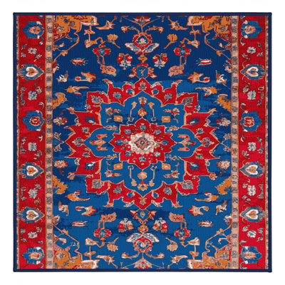 Machine Washable Tabriz Blue Area Rug