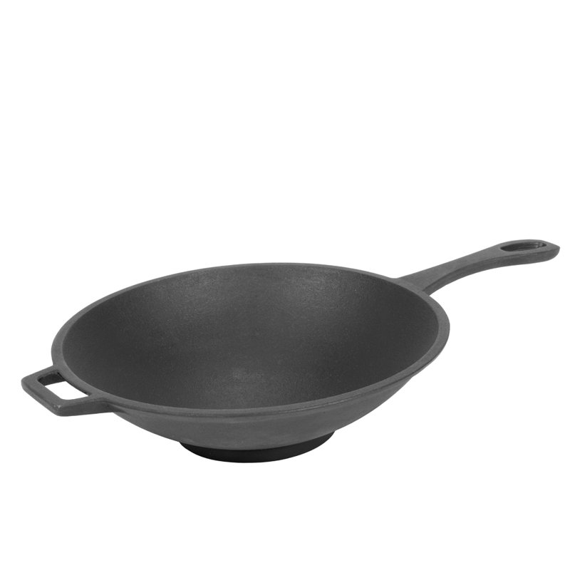 Bayou Classic 12.5'' Black Cast Iron Wok with Handles