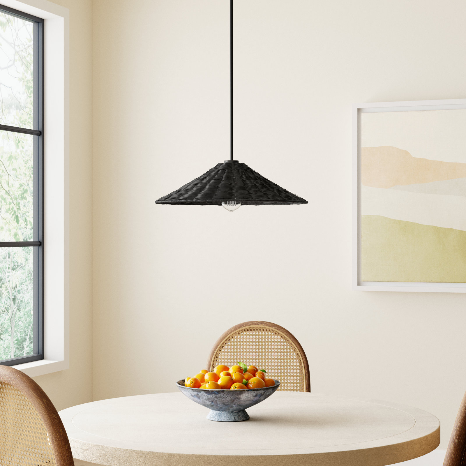 Lilliana Single Light Pendant, Matte Black, 5" H x 20" W x 20" D