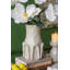 Decorative Ceramic Vase with Textured Ridged Design - 7" x 7" x 11.5" - Gold