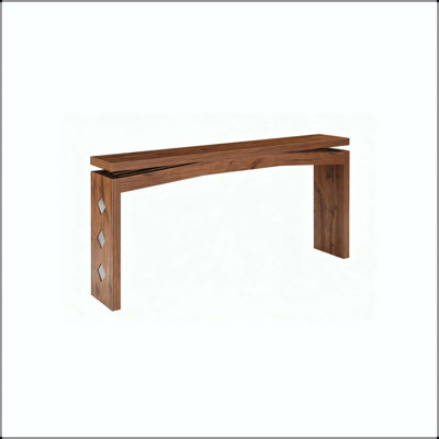 Console 62 "rétractable en noyer avec tablier ondulé incurvé
