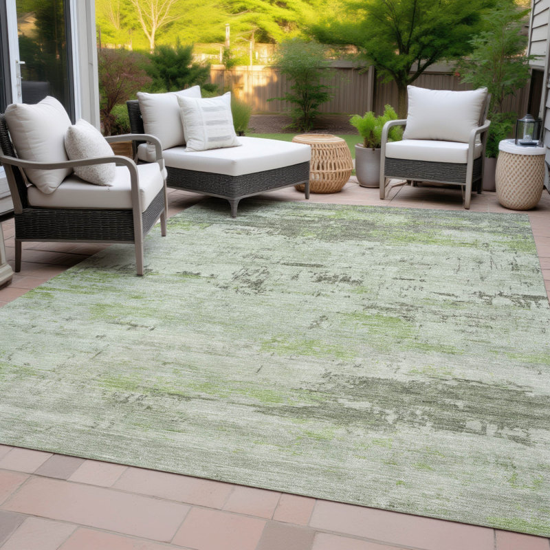 Tapis abstrait lavable à la machine intérieur / extérieur Jacinto ACN2145, Rectangle 9 pi x 12 pi