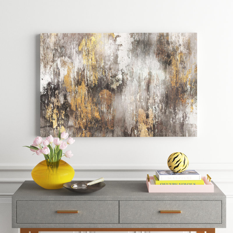 « Gold Ikat » Kaysen - impression, Toile, H 24 po x l 36 po x 1,5 po