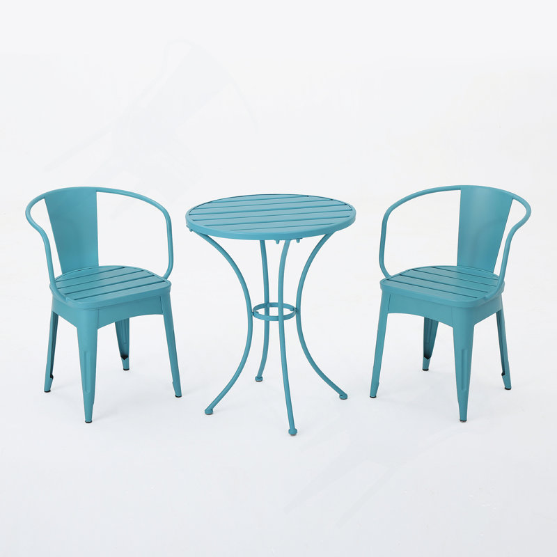 Ensemble de 3 pièces en métal KD, deux fauteuils inclinables, une table, fer thermolaqué, imperméable
