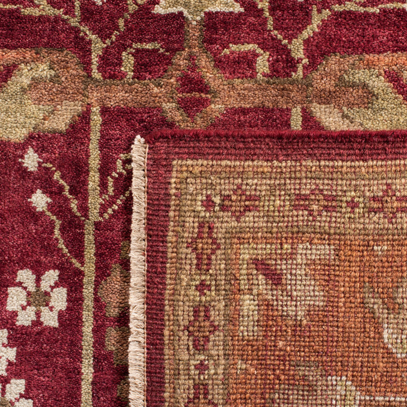 Oushak Oriental Hand-Knotted Wool Red Area Rug, Runner 3' x 10'