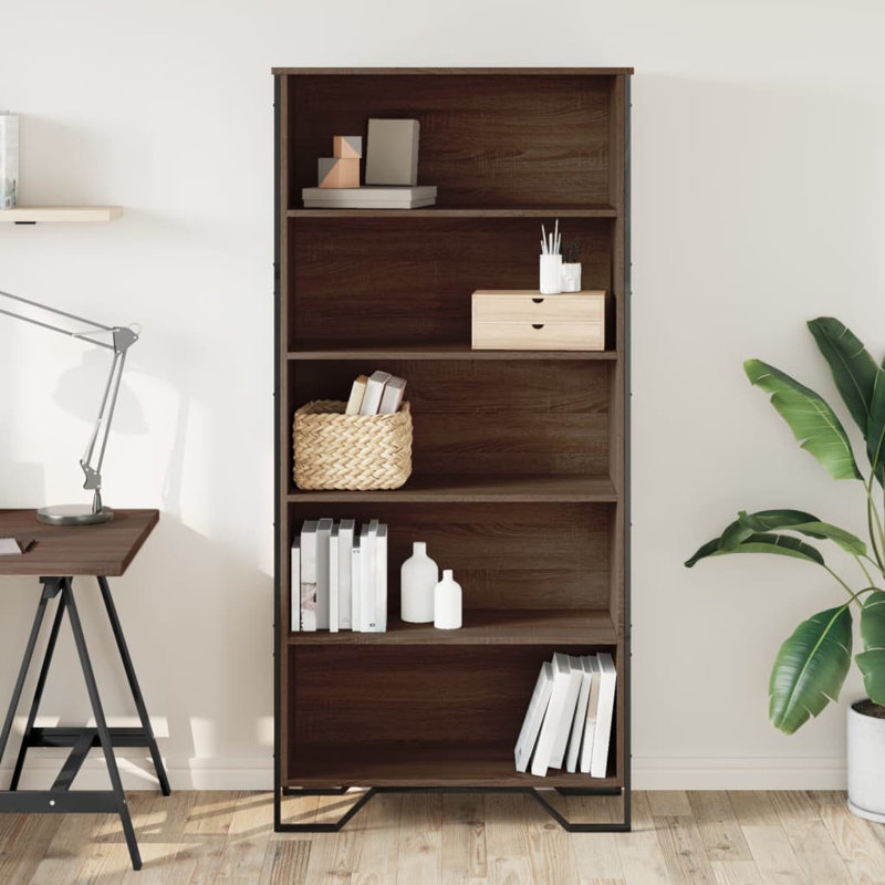 Samiria Bookcase, Brown Oak, (2 Shelves) 74.5cm H x 80cm W x 31cm D