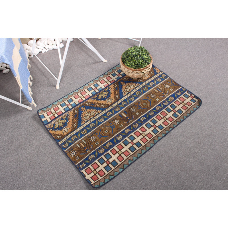 Tapis patchwork fabriqué à la main, idéal pour les vestibules et les tapis de porte à motif anatolien rétro